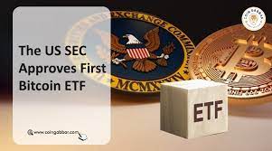 An image showing the logo of a crypto ETF with SEC approval stamp