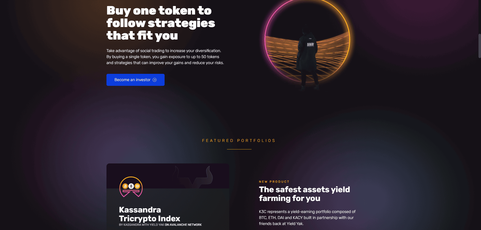 An image of Kassandra's Home Page, where the main message is "Leading the Way in Multi-Token Pool Management".